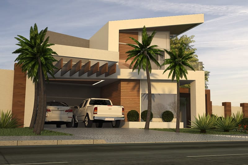 Two storey house with wood flooring