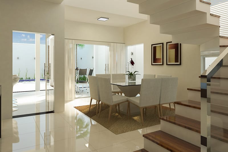 Two storey house with wood flooring