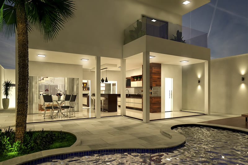 Two storey house with wood flooring