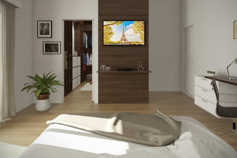 Two storey house with wood flooring