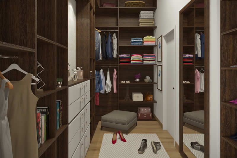 Two storey house with wood flooring