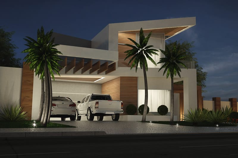 Two storey house with wood flooring