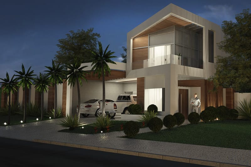 Two storey house with wood flooring
