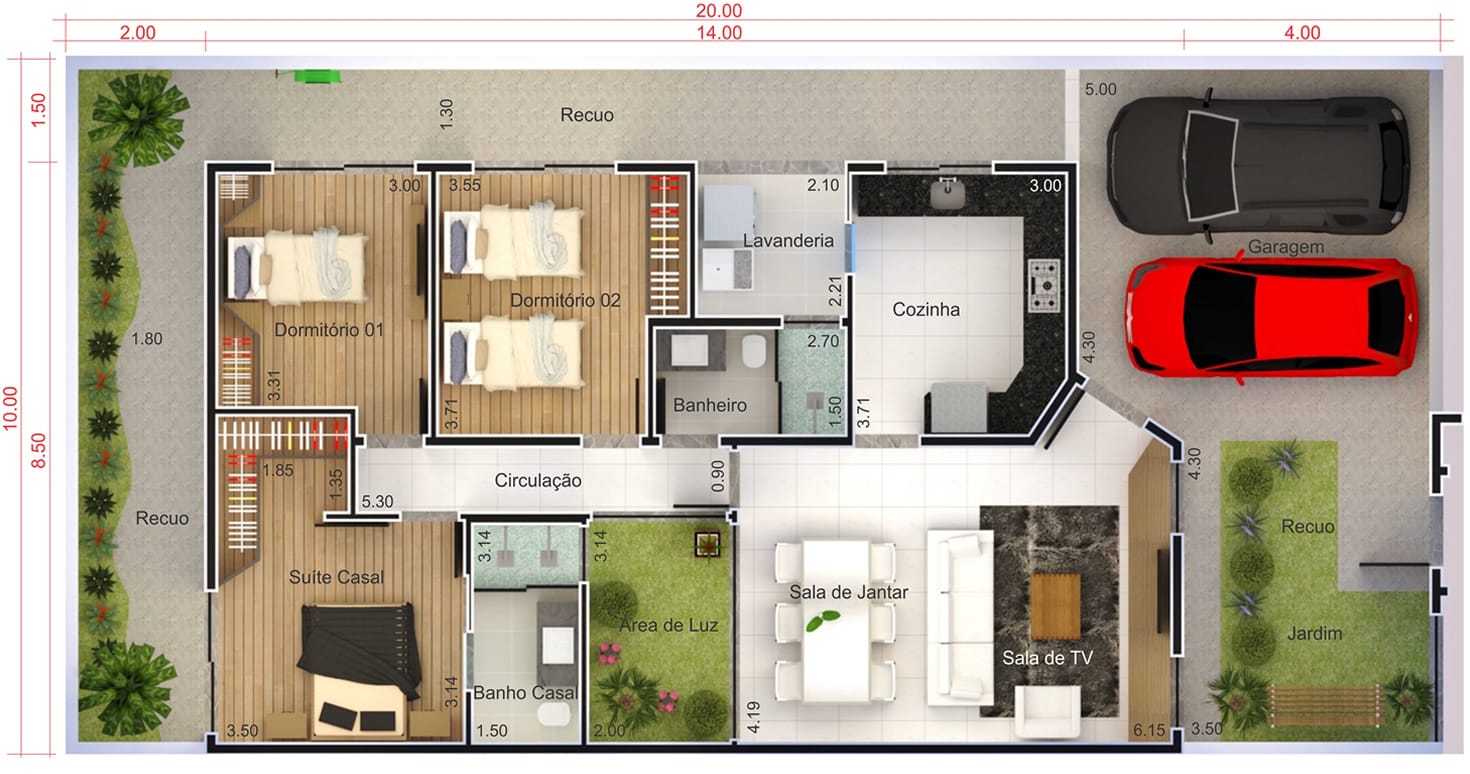 House with high ceilings and light area10x20