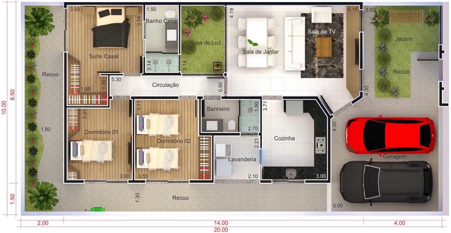 House with high ceilings and light area10x20