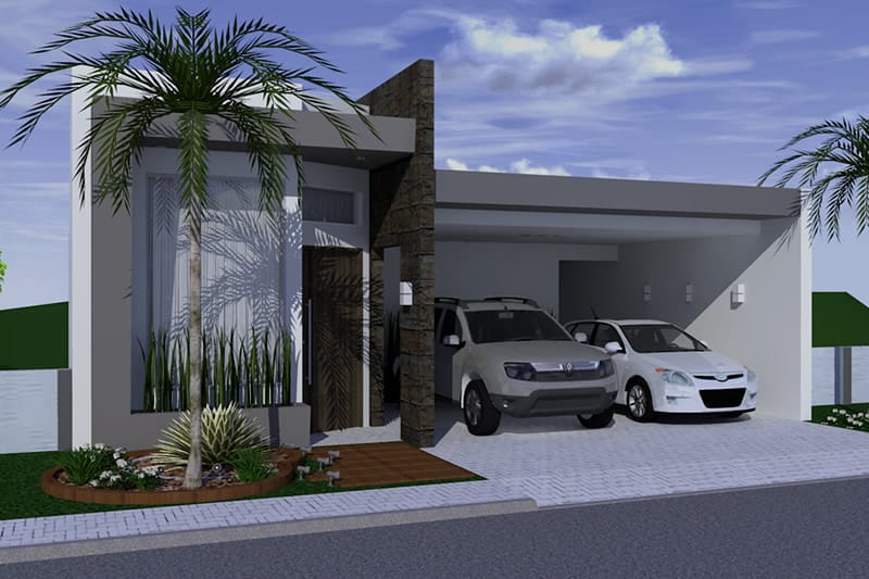 House plan with integrated environments