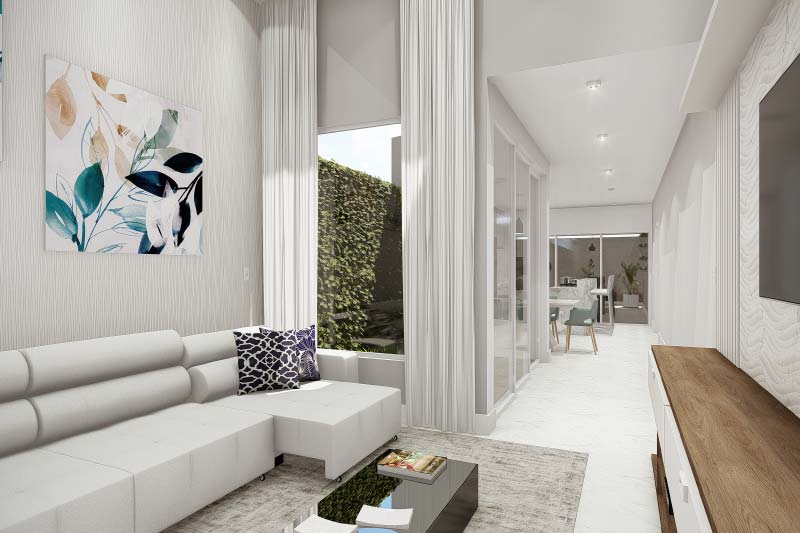 House plan with integrated environments