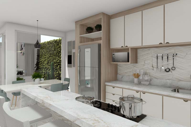 House plan with integrated environments