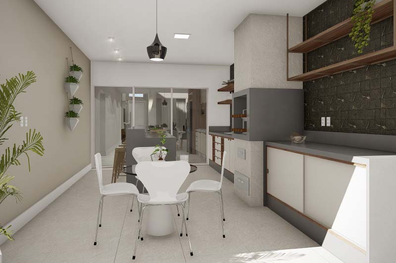 House plan with integrated environments