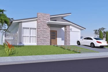 Single storey house with stone facade