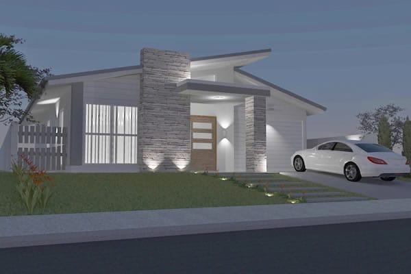 Single storey house with stone facade