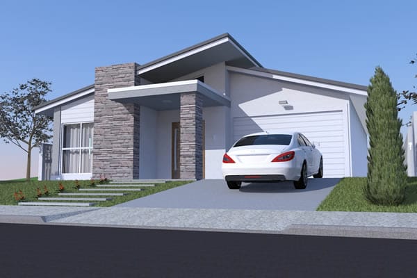 Single storey house with stone facade