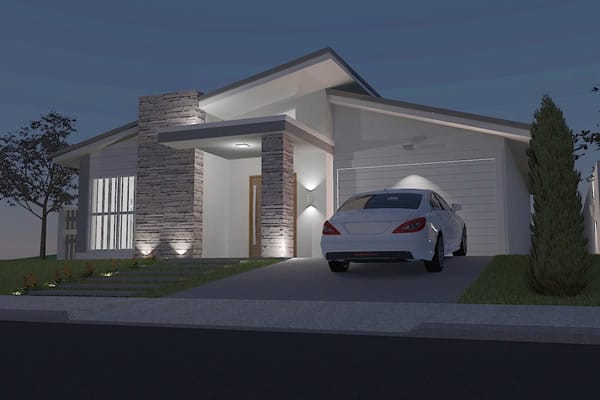 Single storey house with stone facade