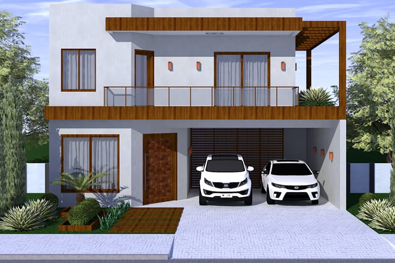 Design with wooden facade