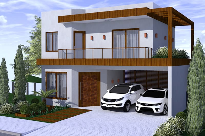 Design with wooden facade