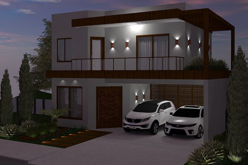 Design with wooden facade