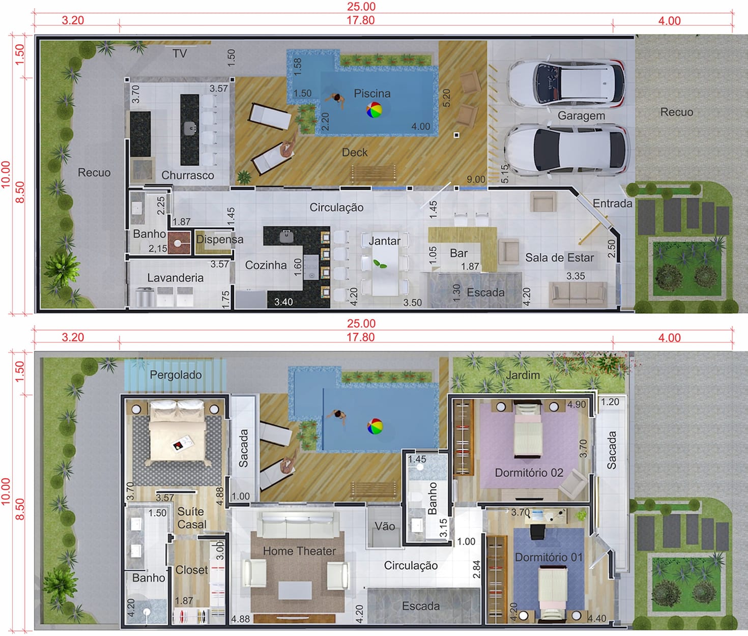 Design with wooden facade10x25