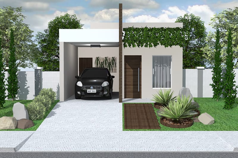 House plan with exposed brick