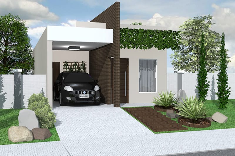 House plan with exposed brick