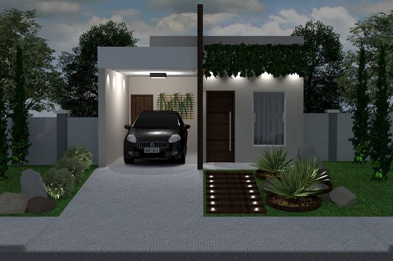 House plan with exposed brick