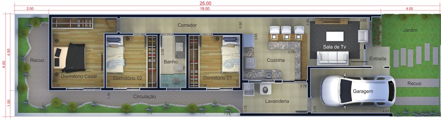 House plan with exposed brick6x25