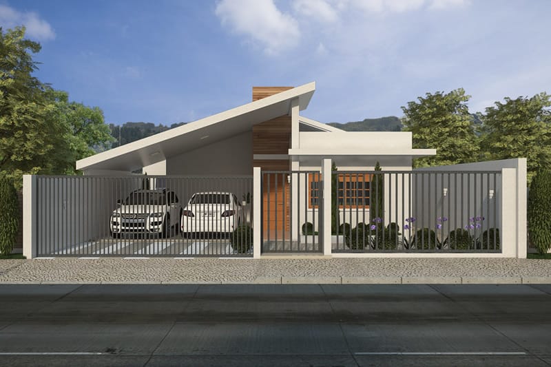 Single storey house with garage for two cars