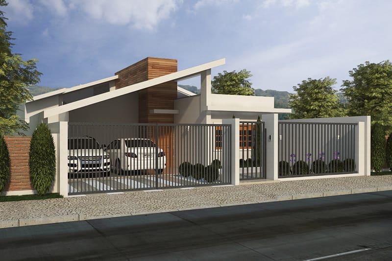 Single storey house with garage for two cars
