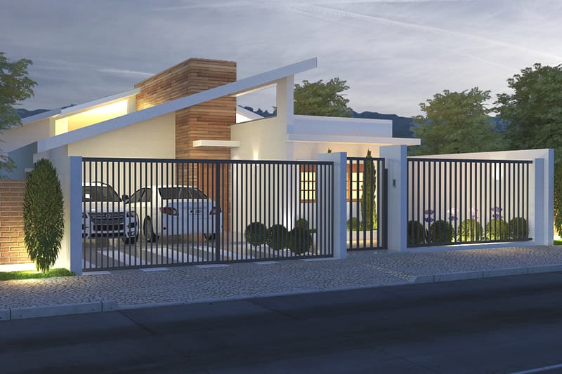Single storey house with garage for two cars