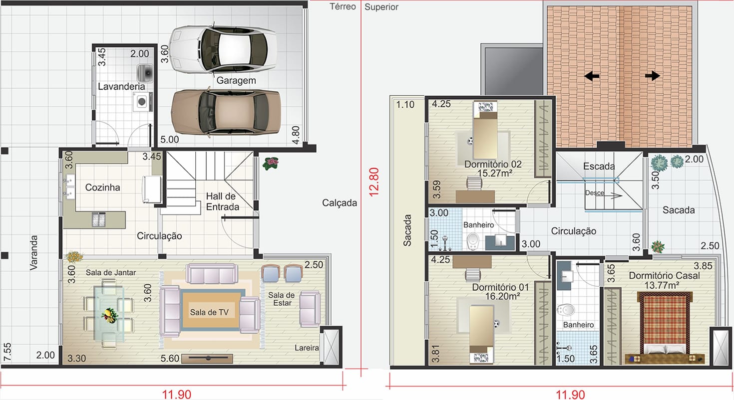 Colonial floor plan with fireplace12.80x25