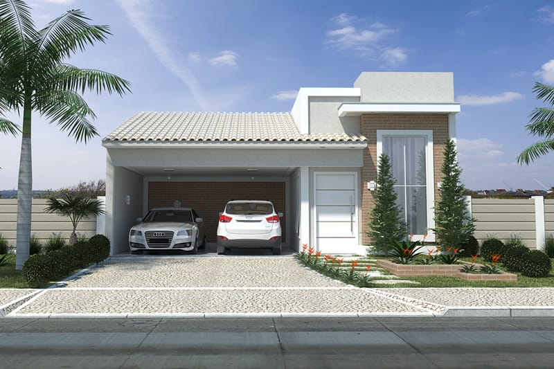 House plan with brick façade