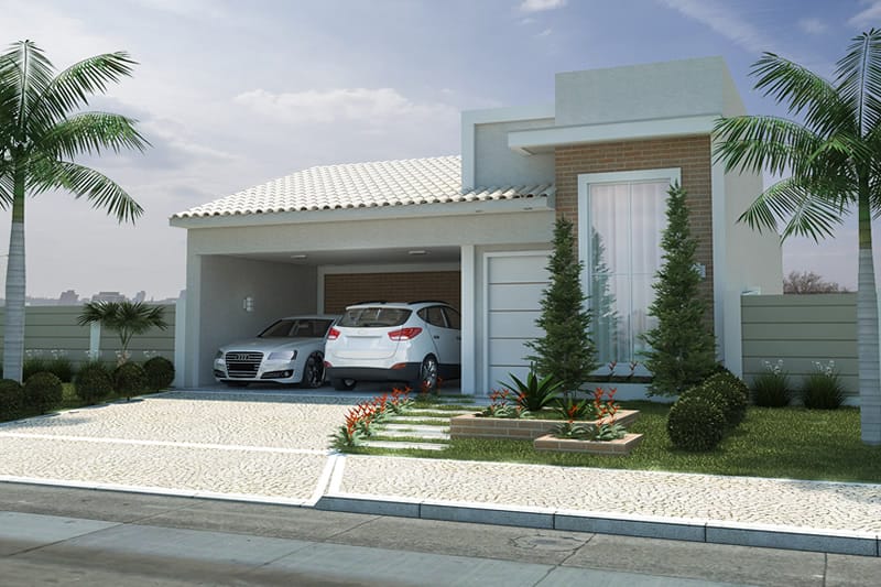 House plan with brick façade