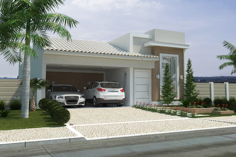 House plan with brick façade