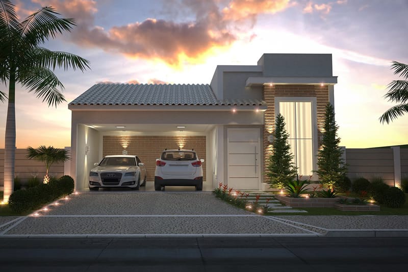 House plan with brick façade