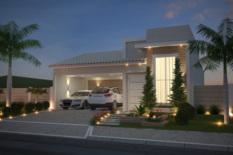 House plan with brick façade
