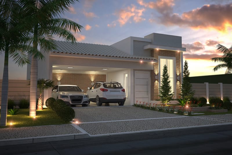 House plan with brick façade