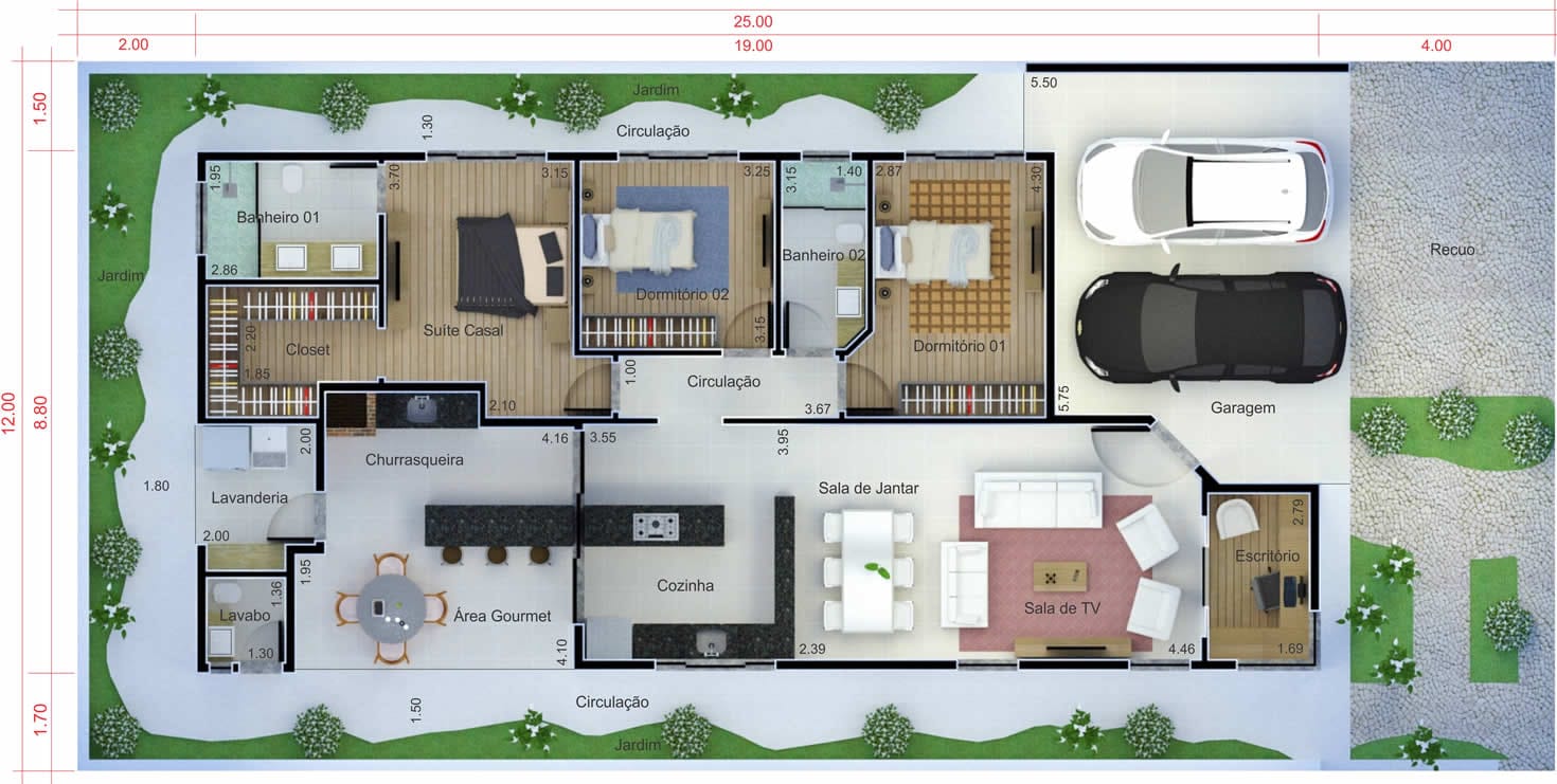 Floor plan with apparent roof12x25