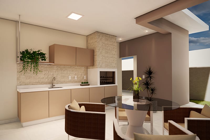 Ground floor house with barbecue
