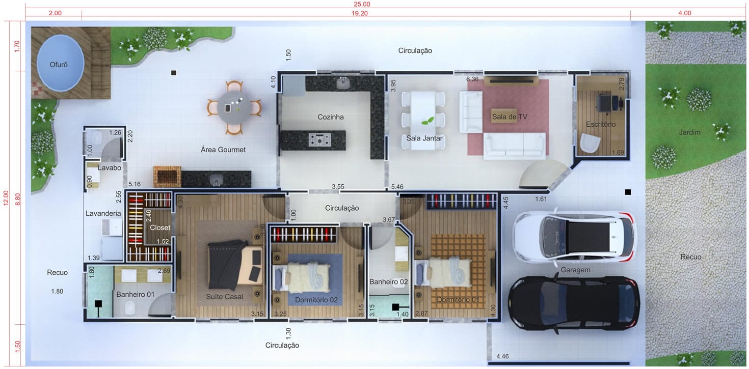 Ground floor house with barbecue12x25