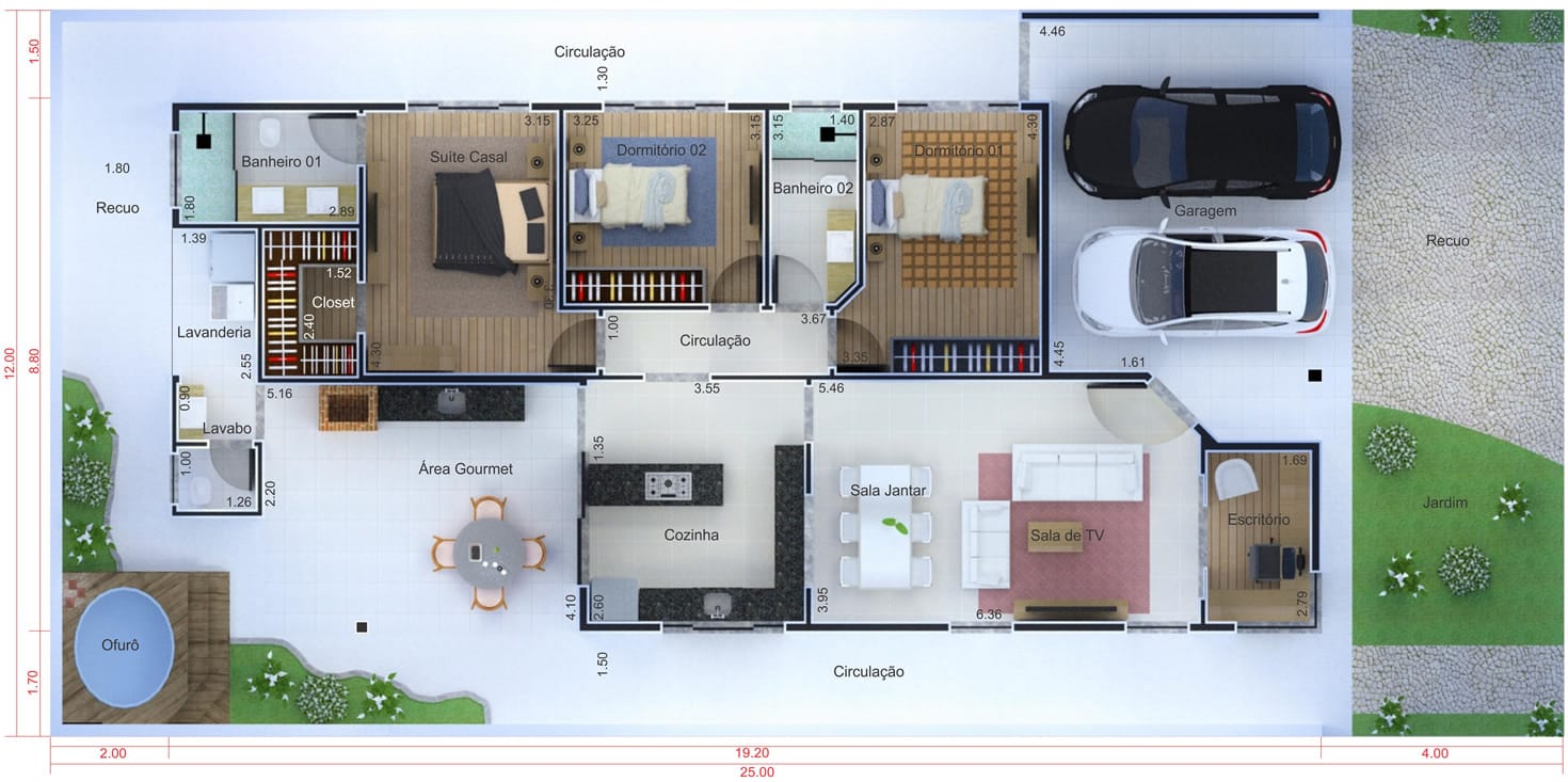 Ground floor house with barbecue12x25