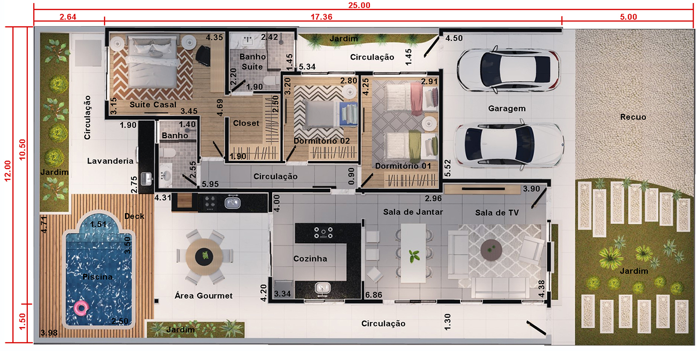 3 bedroom ground floor house project12x25