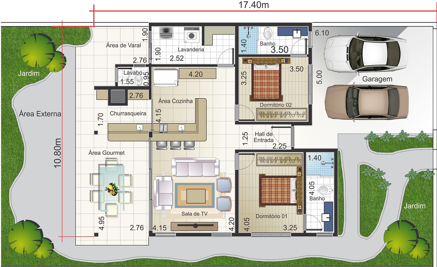 Rustic single storey house plan12,50x25