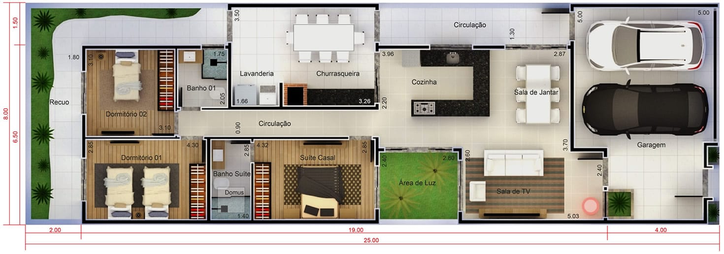 Small house with 3 bedrooms8x25