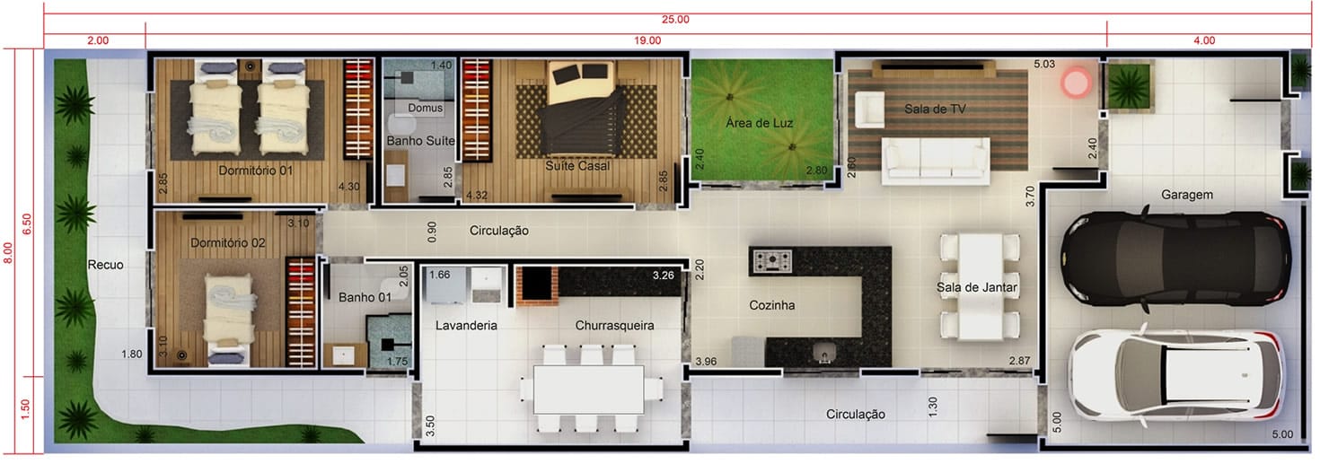 Small house with 3 bedrooms8x25