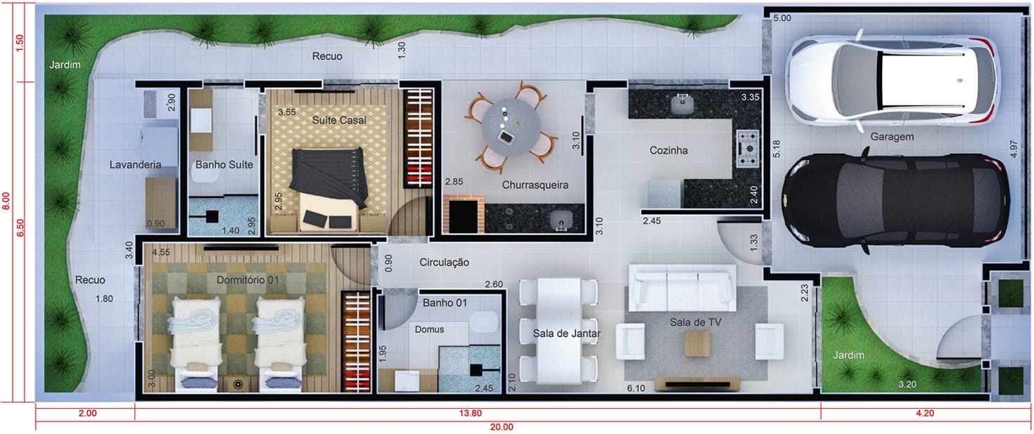 House plan with kitchen in front8x20