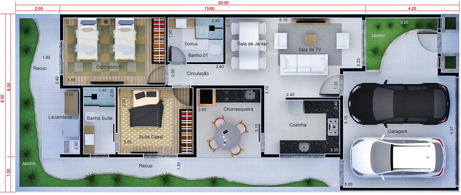 House plan with kitchen in front8x20