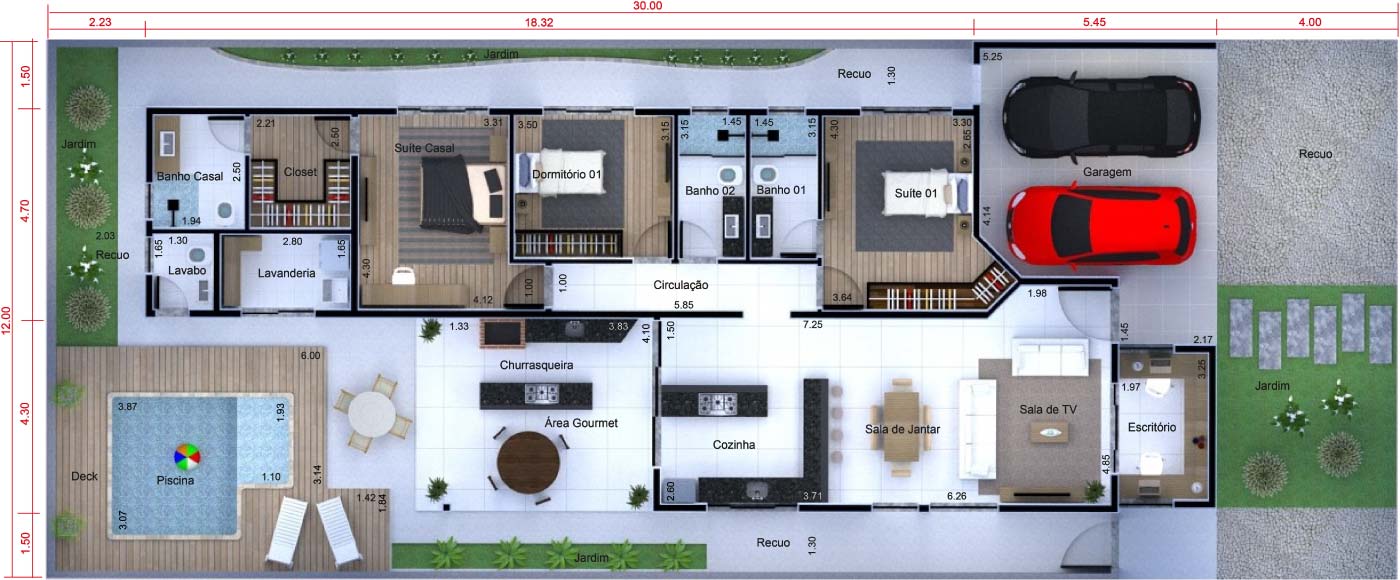 Ground floor house plan with office12x30