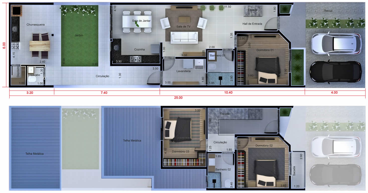Floor plan with bedroom on the ground floor6x25