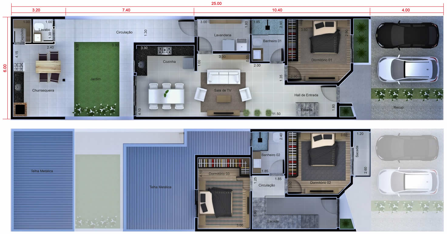 Floor plan with bedroom on the ground floor6x25