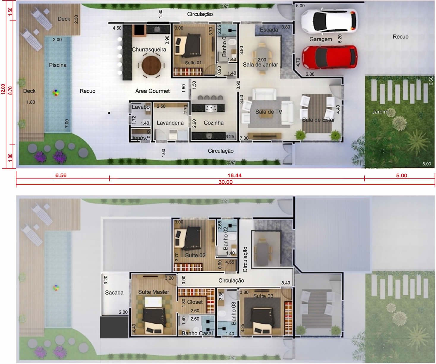 Floor plan with bedroom on the ground floor12x30