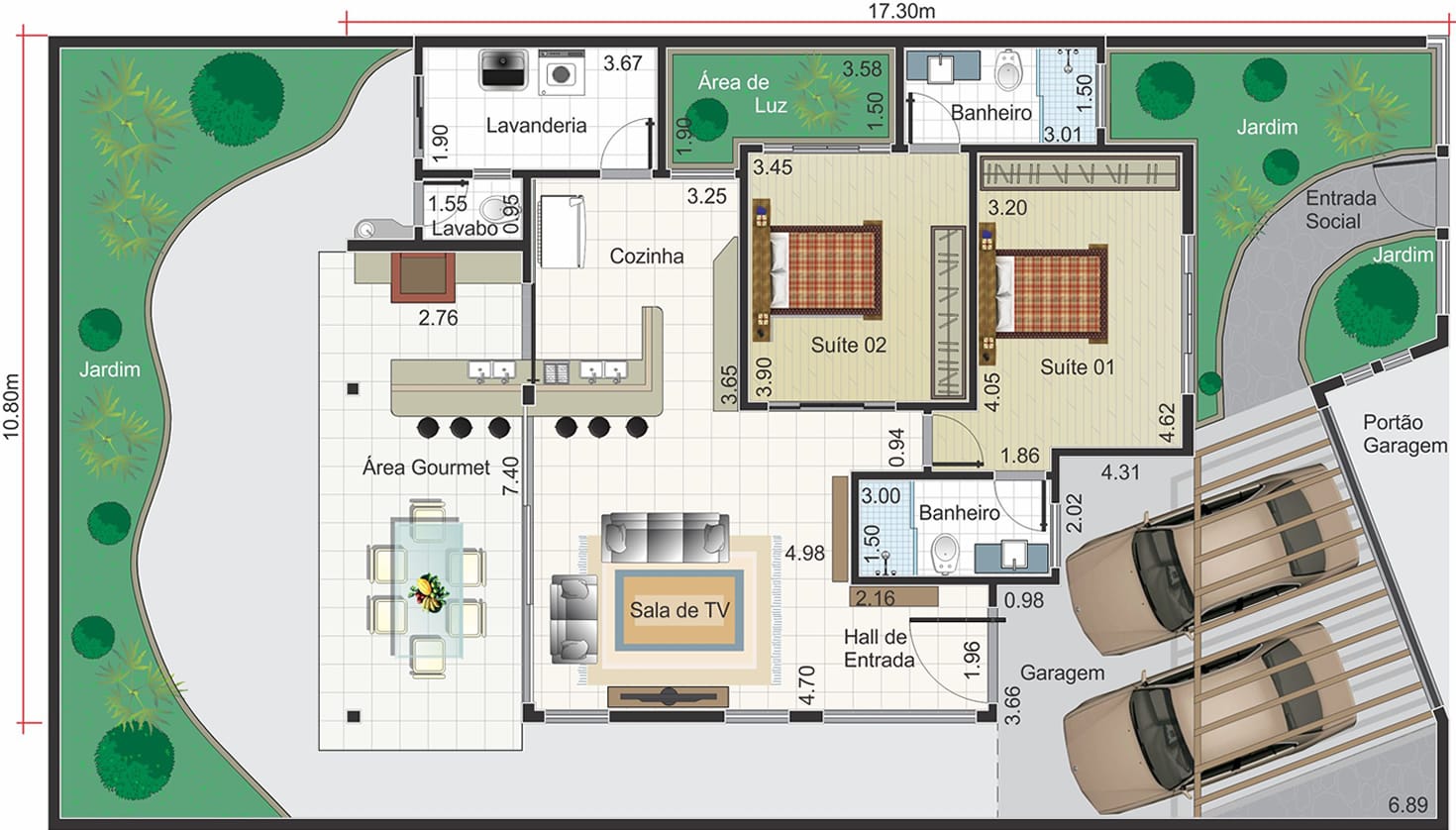 Modern house plan with gourmet area12,50x25